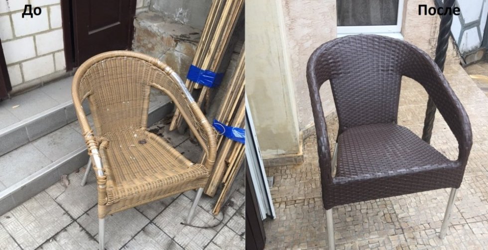 мебель из ротанга - до и после ремонта